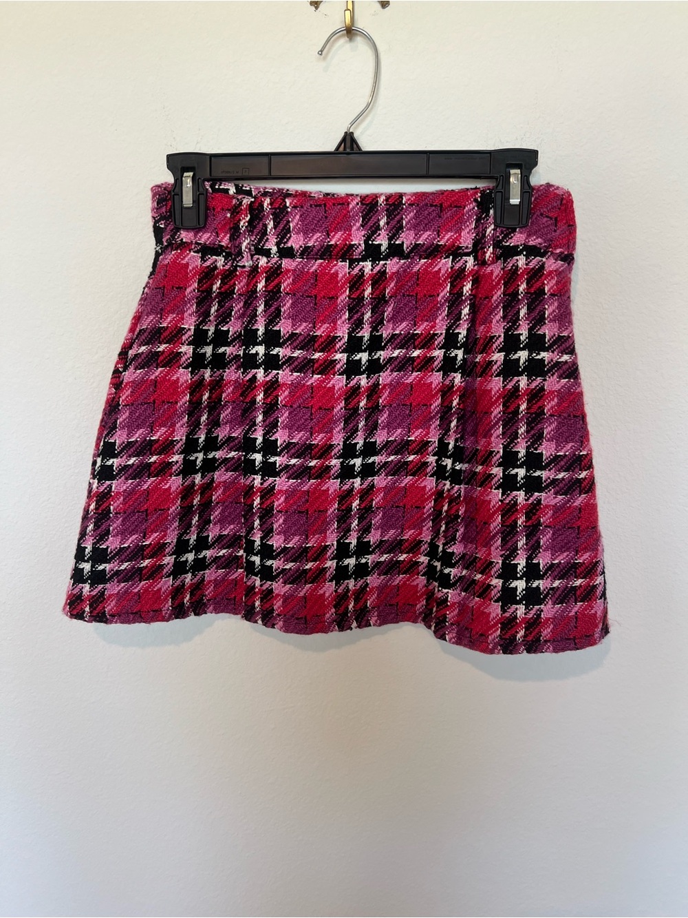 GB girls Pink Plaid A-Line Skirt with Black & White Accents